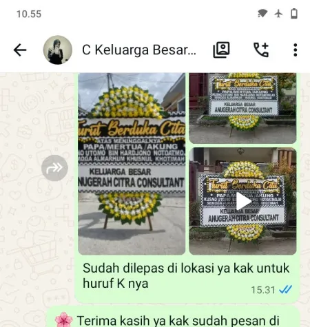 Pengiriman Papan Bunga Duka Tpu Karet Bivak